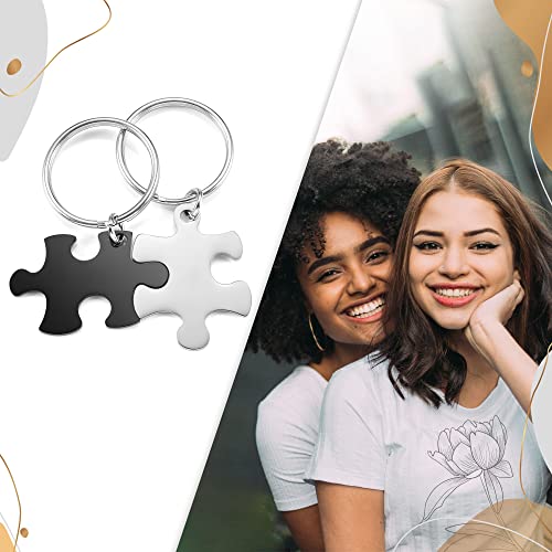 PiercingJak Puzzle Schlüsselanhänger Yin Yang Puzzleteile-Anhänger Liebe Freundschaft Schmuck Beziehungs Geschenke für Partner BFF Familie, Silber Schwarz Edelstahl