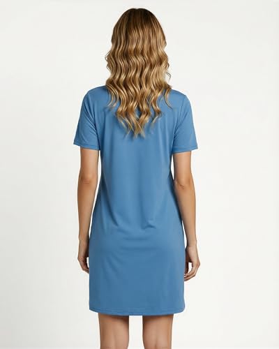 Image of Real Essentials 3 Pack: Women's Short Sleeve Nightgown Dress - Nightshirt Pajama Sleep Shirt Sleepwear (Available in Plus)