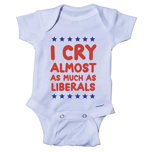 Ink Trendz I Cry Almost As Much As Liberals GOP Funny Republican Funny Baby Onesie Conservative Baby Outfit OP-2 (White 0-3 Months)