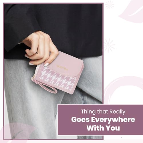 Storite Womens Stylish Compact Leather Wallet 5 Card Slots,1 ID Window, Ladies Mini Purse Money Pocket with Zipper Closure – (Pink -11 Cm x 9 Cm x 3cm) 9 41gElPjT5BL