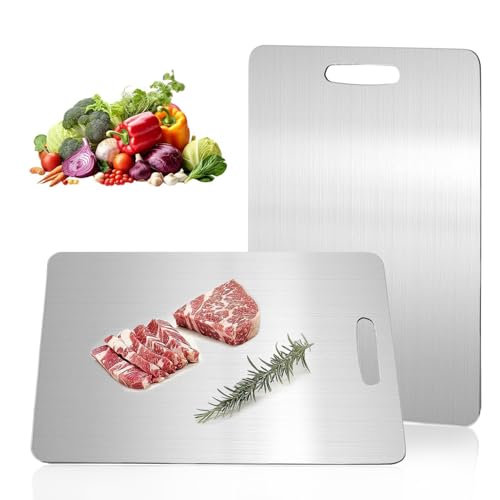 Katori Titanium Cutting Board 100% Pure Titanium Cutting Boards for Kitchen Non Toxic Double Sided Dishwasher Safe Cutting Board for Meat Fruits and Vegetables Easy To Clean(1PC-L:15.35 * 11.02)