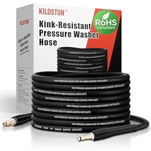 KiloSton 15M Kink-Resistant Pressure Washer Hose – 248Bar / 3600 PSI, Super Flexible Replacement Hose for Karcher K2 K3 K4 K5 K6 K7 Series, All-Weather Use, Black