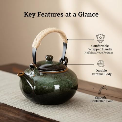 Image of Japanese Teapot with Infuser Ceramic Tea Pot with Removable Stainless Steel Filter for Loose Tea 25 OZ /750ml for Office Home Men Women as Gift Green