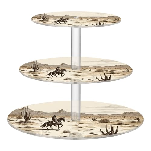 PYBUG Western Cowboy 3 Tier Acrylic Cupcake Stands Tower,Dessert Table Display Set for Tea Party,Wedding,Birthday, Baby Shower