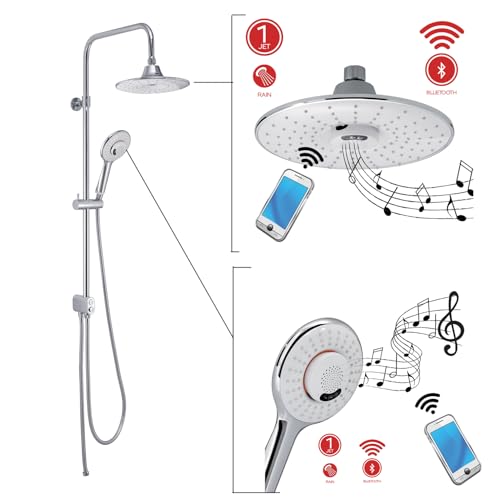 Columna de ducha de dos vías Music 00 con flexo de acero de 60 cm 4