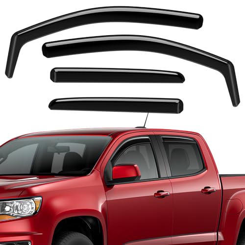 ISINLASSO in-Channel Rain Guards Compatible with Chevy Colorado 2012-2022 Black Extra Durable Shatterproof Side Window Deflectors Visors Fit for GMC Canyon 2015-2022, Wind Deflectors - 4 PCS