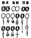 YOVORO 22Pcs Stainless Steel Non Pierced Earrings for Men Women Non-piercing Stud Earrings Dangle Ho