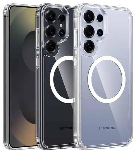 Image of FNTCASE for Samsung Galaxy S25-Ultra Case: Clear Magnetic Phone Cases Compatible with Magsafe Slim Anti Yellowing Rugged Shockproof Protective Transparent Bumper Cell Cover (A-Clear)