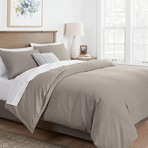 Mayfair Linen Queen/Full Duvet Cover, 800 Thread Count Sateen 3 Pc Egyptian Cotton Duvet Cover Set, 100% Pure Cotton Comforter Cover, 2 Pillow Shams, Zipper Closure, 7 Corner Ties - (Taupe)