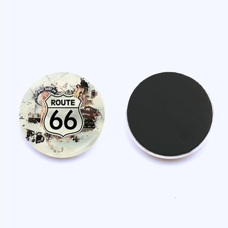 12 Imanes Decorativos Round Ruta 66 de Vidrio y Resina miniatura 6