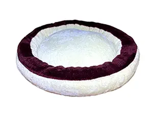 Poofy's Pet Island Round Shape Brown Cream Ultra Soft Reversiable Dog & Cat Super Soft Bed - Extra Large