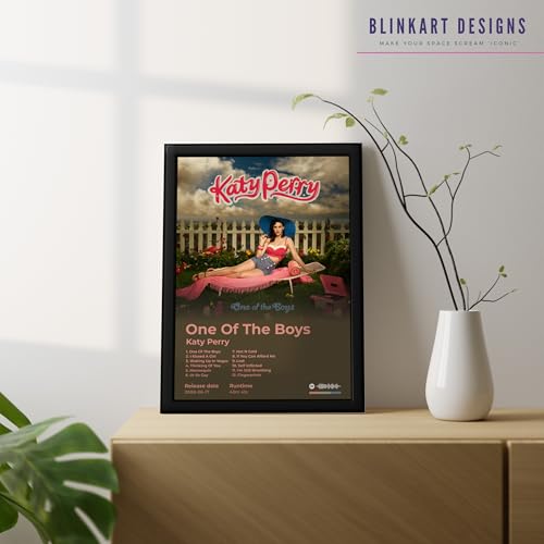 Image of BLINKART Katty Perry - One Of The Boys Wall Photo Frames | Wall Art for Bedroom, Living Room, Studio or Office | Album Cover Print with Spotify Song Link QR Code | Gift for Fans - 8x12 In