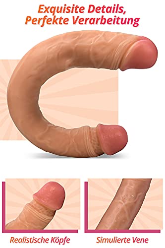 Dildo mit Stossfunktion für Frau Doppeldildo 38.1 cm Realistische Analdildo Penis Dong Analplug für Vaginal G-Punkt und Analstimulation Sexspielzeug für lesbische Frauen Roluck – Bild 3