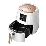 Freidora de aire, 3,2 L de gran capacidad, pantalla táctil termoeléctrica, freidora de aire digital, horno, sin bandeja de aceite, con 6 ajustes preestablecidos y recetas, cesta antiadherente