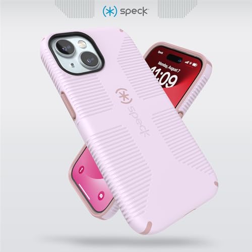 Speck iPhone 15 Case - Built for MagSafe, Drop Protection Grip – for iPhone 15 iPhone 14 & iPhone 13 - Scratch Resistant, Soft Touch, 6.1 Inch Phone Case - CandyShell Grip Soft Lilac/Carnation Petal - image 7