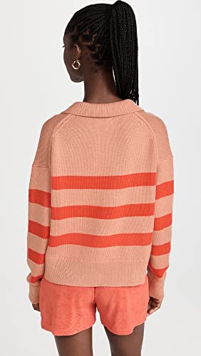 Velvet by Graham & Spencer Women's Lucie Cotton Cashmere Striped Polo Sweater3