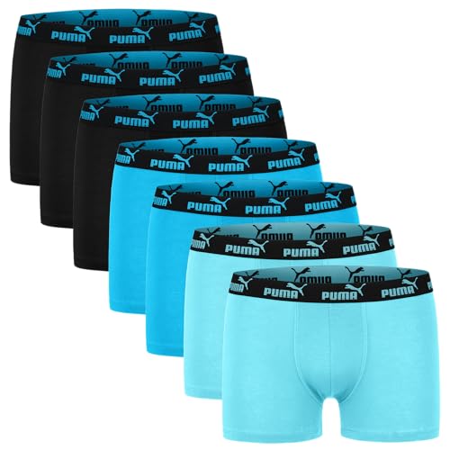 PUMA Boxershorts Jungen Kinder Unterhose Unterwäsche 7 er Pack, Farbe:Black Blue Combo, Bekleidung:158/164