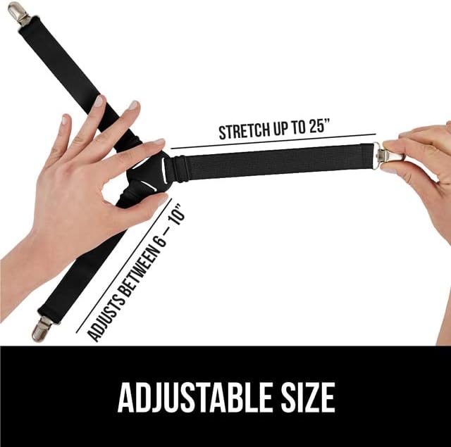 Miniatura 2 de GORILLA GRIP Soportes de sábanas pendientes de patente, cierres elásticos ajustables con clips de metal, correas de ropa de cama ajustables para