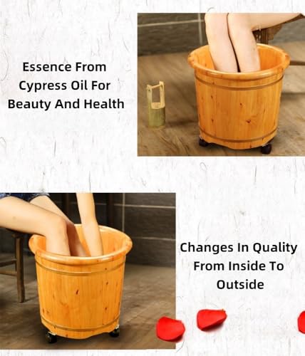 Bañera de pies de madera maciza con tapa Wcxixo miniatura 4