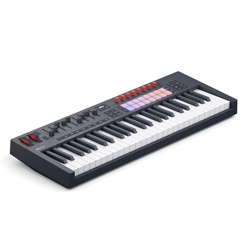 Image of Novation FLkey 2 49 USB MIDI Controller Keyboard | USB-C, 49 Semi-Weighted Keys, 16 Pads, Faders, 8 Encoders, Pitch /Mod Wheels, OLED Display, Scale Mode, Zones, 5-Pin MIDI Out