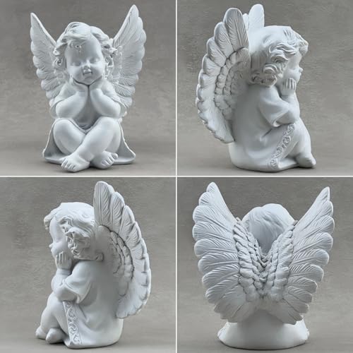 Figura Decorativa Ángel Blanco Resina 4.05x3.62x4.88 in miniatura 3