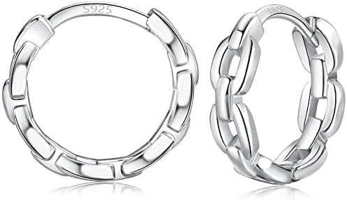LYTOPTOP Silver Hoop Earrings for Women, 925 Sterling Silver Small Huggie Hinged Earrings, Hypoallergenic Cartilage Spleeper Hoops Piercings Jewellery for Girls Men, 8mm 10mm 12mm