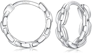 LYTOPTOP Silver Hoop Earrings for Women, 925 Sterling Silver Small Huggie Hinged Earrings, Hypoallergenic Cartilage Spleeper Hoops Piercings Jewellery for Girls Men, 8mm 10mm 12mm