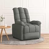 KHNLGFR Comfortable Fabric Recliner with Adjustable Backrest and Footrest, Durable Upholstery Dark Gray, Thick Padded Seat and Armrests, Easy Assembly with Manual Included