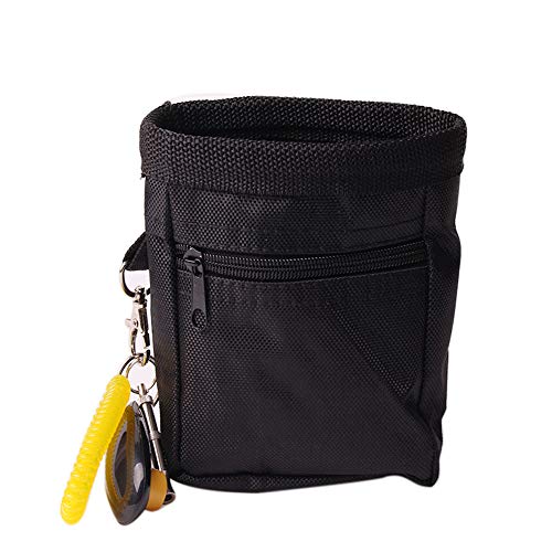 SZRWD Chien Treat Pouch Bag, Pochette Sac Tour de Taille de Dressage de Chien avec Ceinture, sifflet pour Chien, Clicker pour Chiens de Compagnie Puppy Training (Noir) Cover