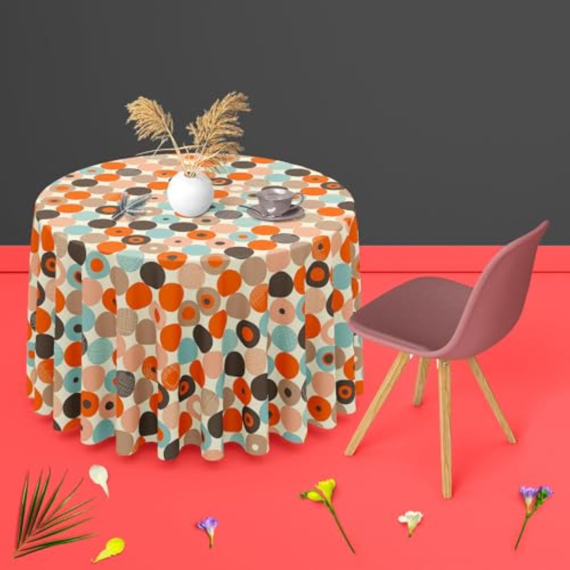 Abstract Retro D2 Cotton Canvas Table Cloth Cover for Dining & Center Table