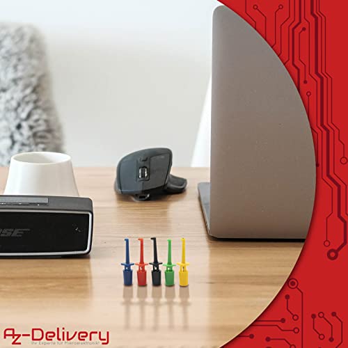 AZDelivery 10 x haczyk testowy, zestaw do testów elektronicznych, kompatybilny z listwą sztyftową Dupont, niezawodność haków testowych
