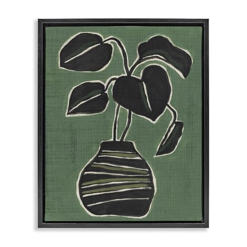 Green Hued House Plant Botanical, 25 x 31 Inch Canvas in Floater Frame
