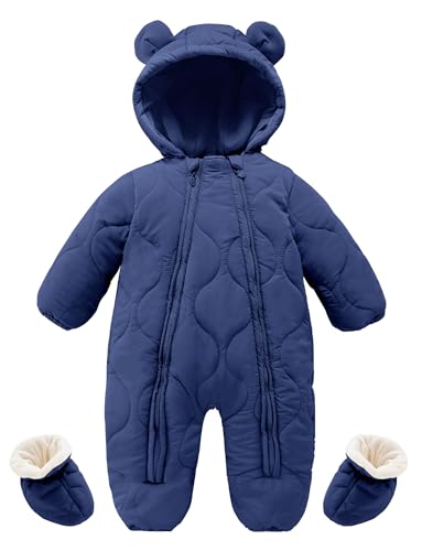 Happy Cherry - Tuta invernale per bambini con sacchi per i piedi Ragazzi Ragazzi Ragazzi Ragazze Tute da Neve con Cappuccio Caldo Pagliaccetti Maniche Lunghe Bambino Tuta Invernale con Cerniere - 3-18