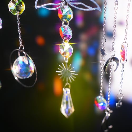 image for ilclviz Suncatcher Crystal Hanging Sun Catcher Prism with Chain Pendan