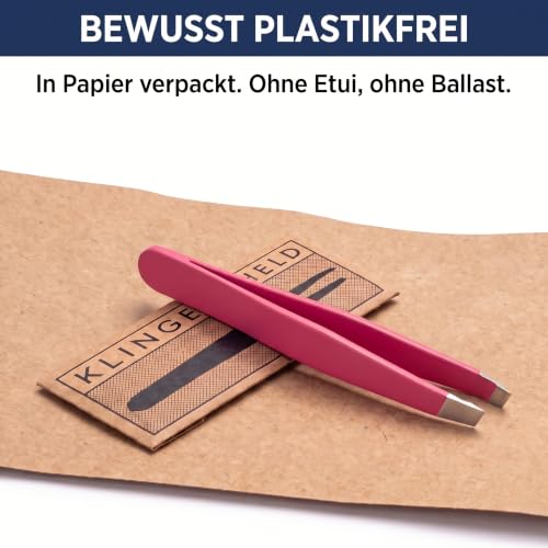 KLINGENHELD® Haargenaue Pinzette - greift jedes Haar beim 1. Versuch ohne durchrutschen - Pinzette Augenbrauen Zupfen handgeschliffen… – Ansicht 3