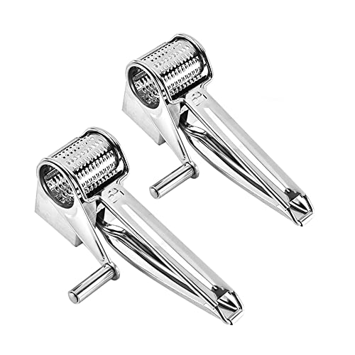Grattugia rotativa per formaggio, tritacarne, tritacarne multifunzionale in acciaio inox, grattugia rotonda, grattugia a spirale, utensili da cucina (2 pezzi)