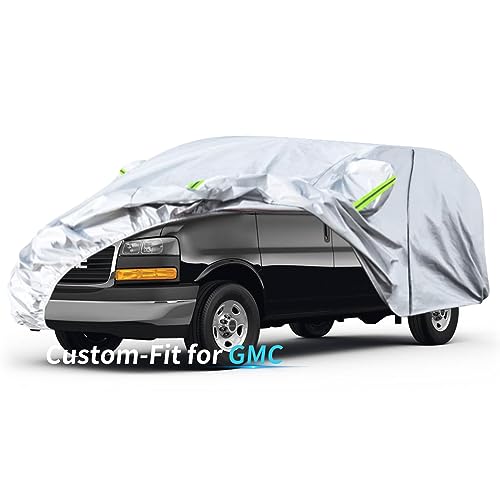 Image of Custom-Fit for GMC Car Cover, 7 Layers Car Cover Waterproof All Weather for Automobiles, Outdoor Full Cover Rain Sun UV Protection with Zipper (for GMC Safari)