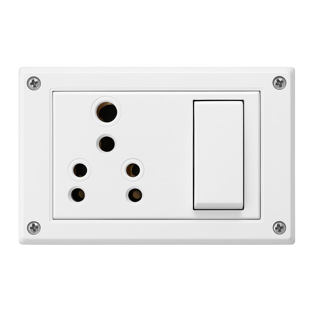 SEER 6-16 Amp Non-Modular Switch and Socket Combination with Box, Polycarbonate, White (switch box)-picture-11