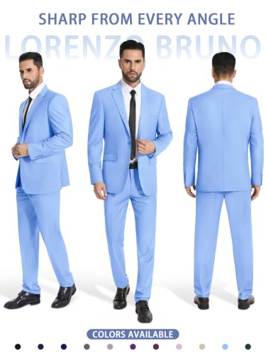 Image of Mens Suit 2 Piece Suits for Men One Button Slim Fit Solid Jacket & Pants Tuxedo Set Business Wedding Party Prom