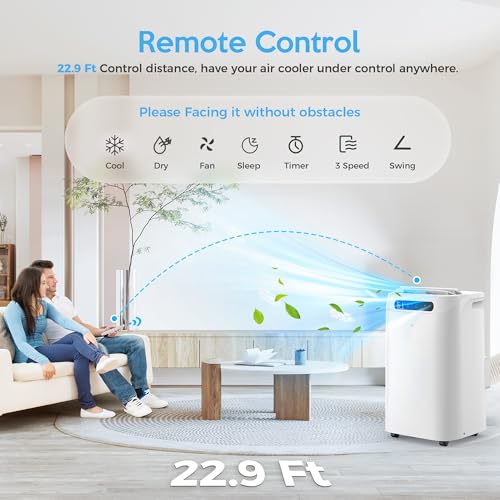 portable air conditioners 14000btu with remote control 3-in-1 free stand smart cooling portable ac unit with dehumidifier fan cools room up to 700 sqft auto swing24h timer windows kit