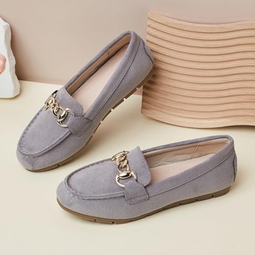 Image of ABEJOJO Women's Loafer Shoes, Comfortable Slip on Casual Flat Penny Shoes for Walking, Driving, Dressy