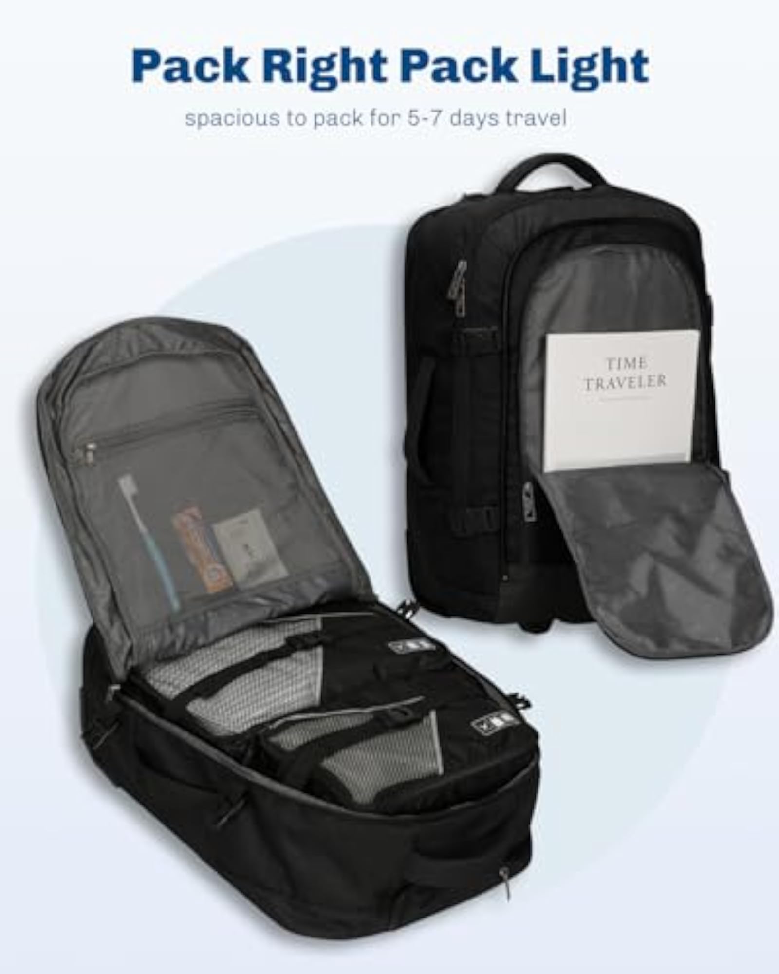 2 in 1 Travel Backpack 63L Carry on Luggage Rolling Wheeled Backpack