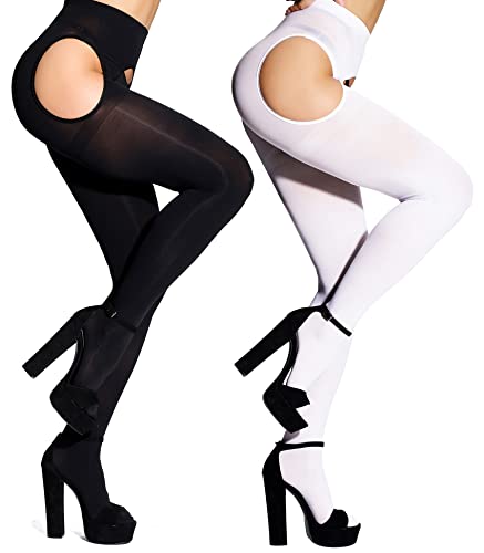 Image of SUREPOCH Suspender Tights for Women Plus Size Garter Belt White Control Top Pantyhose