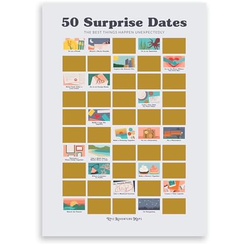 Surprise Date Ideas Scratch Art Wall Poster, Date Night Ideas Cute Gifts for Boyfriend, Gifts for Girlfriend, for Couple, Long Distance Couple Stuff - Couple Reconnect Game 36" x 24" Cover