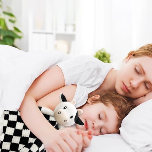 Image of Baby Security Blanket Lovey Cow Blanket for Boys Girls 14 Inch | High Contrast Super Soft 3D Checkerboard Gingham with Minky Dot Fabric Backing Snuggle Stuffed Animal Shower Gift Black