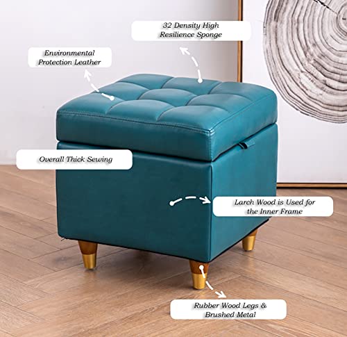Table basse et pouf de rangement bleu 40cm pour optimiser l'espace - 4