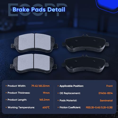Image of ECCPP D1406 D1341 Ceramic Disc Brake Pads Kits For Mercedes-Benz For GLK350 | 2010 2011 2012 2013 2014 2015,For Mercedes-Benz For GLK250 2013 2014 2015;8pcs Front Rear Disc Brake Pads Kits;w /Hardware