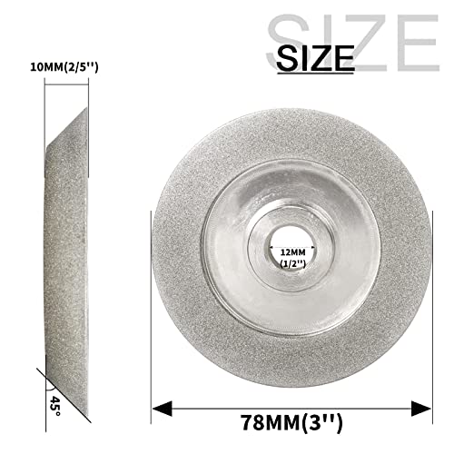 3''x 1/2''x 2/5'' 45-Degree Diamond Grinding Wheel Grinding Hard Alloy Cutter, Glass, Tiles, Tungsten Sharpener and Ceramics for Grinder Cutter Tool