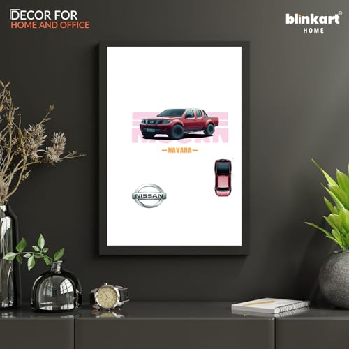 Image of BLINKART Nissan Hardbody D21 CarFramed Posters Gift Items Boys Room Wall Decoration Bedroom Office Studio Synthetic Wood Frame & Acrylic Glass Ready to Hang - 12x8 Inch, (A4 Size) - CAR-068