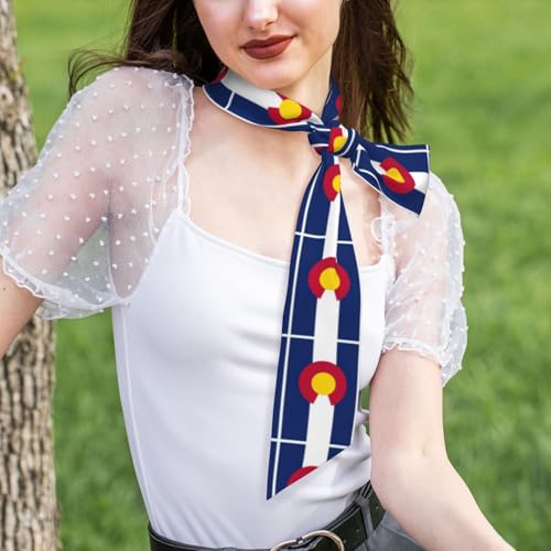 Women's Hair Scarf,Fashions Satin Colorado state flag Print Silk Scarf for Costume Accessory(3.1 x 46.9 in)4
